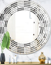 Monochrome Geometric Pattern XI - Modern Round or Oval Wall Mirror - Wave