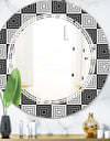 Monochrome Geometric Pattern XI - Modern Round or Oval Wall Mirror - Triple C