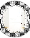 Monochrome Geometric Pattern XI - Modern Round or Oval Wall Mirror - Triple C