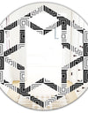 Monochrome Geometric Pattern XI - Modern Round or Oval Wall Mirror - Hexagon Star