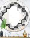 Monochrome Geometric Pattern XI - Modern Round or Oval Wall Mirror - Quatrefoil