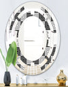 Monochrome Geometric Pattern XI - Modern Round or Oval Wall Mirror - Space