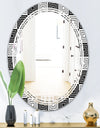 Monochrome Geometric Pattern XI - Modern Round or Oval Wall Mirror - Triple C