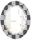Monochrome Geometric Pattern XI - Modern Round or Oval Wall Mirror - Triple C