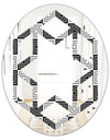Monochrome Geometric Pattern XI - Modern Round or Oval Wall Mirror - Hexagon Star