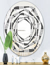 Monochrome Geometric Pattern XI - Modern Round or Oval Wall Mirror - Whirl