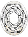 Monochrome Geometric Pattern XI - Modern Round or Oval Wall Mirror - Whirl