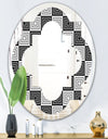 Monochrome Geometric Pattern XI - Modern Round or Oval Wall Mirror - Quatrefoil