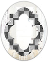 Monochrome Geometric Pattern XI - Modern Round or Oval Wall Mirror - Quatrefoil
