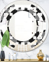 Geometric Monochrome Pattern II - Modern Round or Oval Wall Mirror - Space