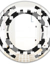 Geometric Monochrome Pattern II - Modern Round or Oval Wall Mirror - Space