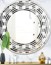 Geometric Monochrome Pattern II - Modern Round or Oval Wall Mirror - Wave