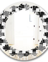 Geometric Monochrome Pattern II - Modern Round or Oval Wall Mirror - Leaves