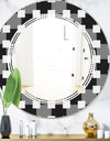 Geometric Monochrome Pattern II - Modern Round or Oval Wall Mirror - Triple C