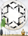 Geometric Monochrome Pattern II - Modern Round or Oval Wall Mirror - Hexagon Star