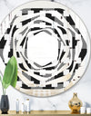Geometric Monochrome Pattern II - Modern Round or Oval Wall Mirror - Whirl