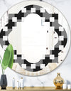 Geometric Monochrome Pattern II - Modern Round or Oval Wall Mirror - Quatrefoil