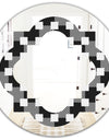 Geometric Monochrome Pattern II - Modern Round or Oval Wall Mirror - Quatrefoil