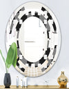 Geometric Monochrome Pattern II - Modern Round or Oval Wall Mirror - Space