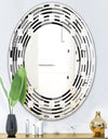 Geometric Monochrome Pattern II - Modern Round or Oval Wall Mirror - Wave