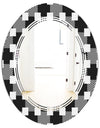 Geometric Monochrome Pattern II - Modern Round or Oval Wall Mirror - Triple C