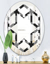 Geometric Monochrome Pattern II - Modern Round or Oval Wall Mirror - Hexagon Star