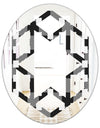 Geometric Monochrome Pattern II - Modern Round or Oval Wall Mirror - Hexagon Star