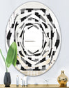 Geometric Monochrome Pattern II - Modern Round or Oval Wall Mirror - Whirl