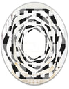Geometric Monochrome Pattern II - Modern Round or Oval Wall Mirror - Whirl