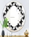 Geometric Monochrome Pattern II - Modern Round or Oval Wall Mirror - Quatrefoil