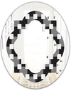 Geometric Monochrome Pattern II - Modern Round or Oval Wall Mirror - Quatrefoil