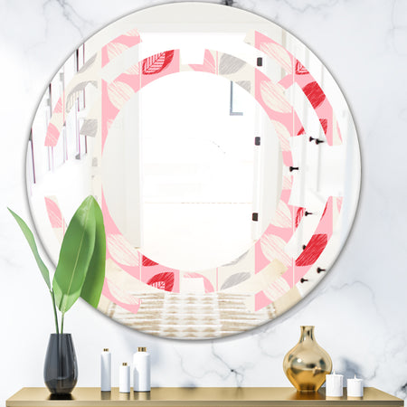 Botanical Retro Design I - Modern Round or Oval Wall Mirror - Space