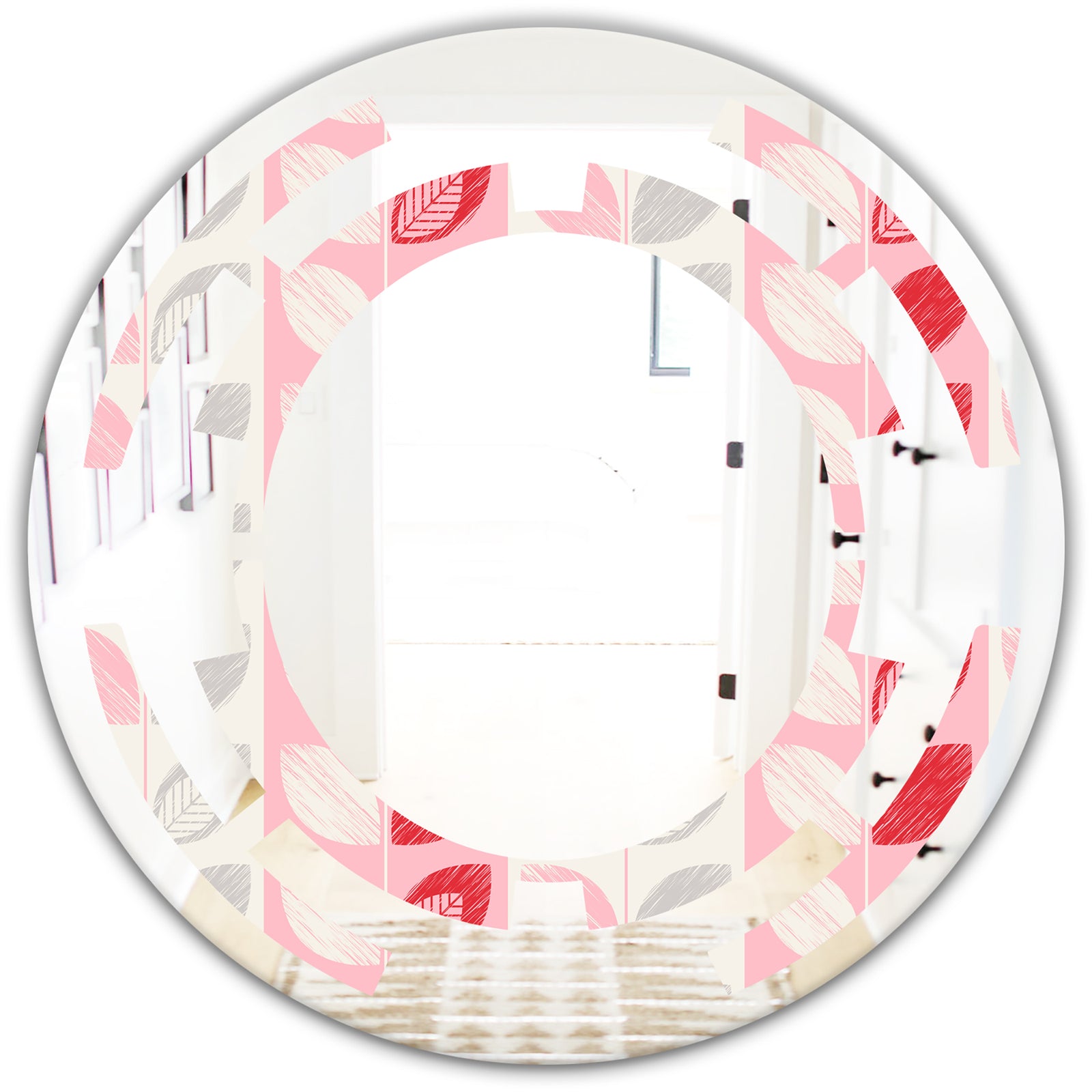 Botanical Retro Design I - Modern Round or Oval Wall Mirror - Space