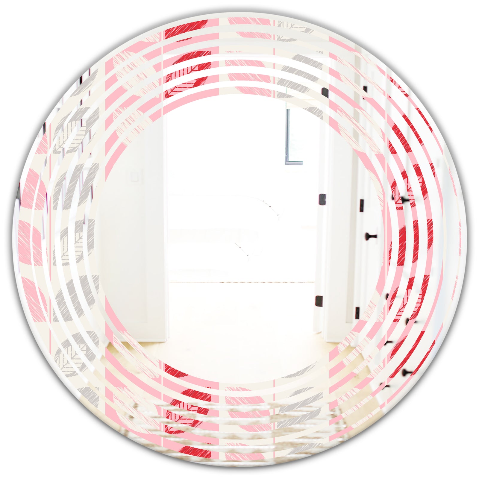 Botanical Retro Design I - Modern Round or Oval Wall Mirror - Wave