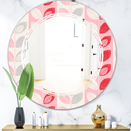 Botanical Retro Design I - Modern Round or Oval Wall Mirror - Triple C