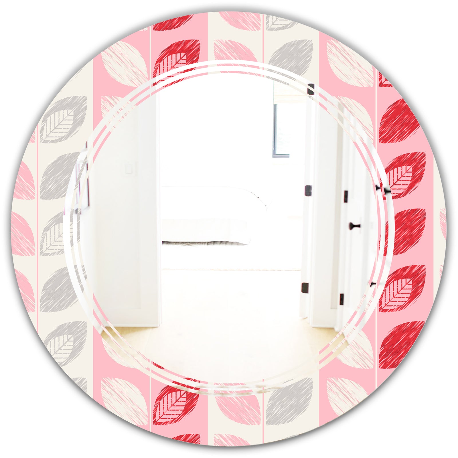 Botanical Retro Design I - Modern Round or Oval Wall Mirror - Triple C