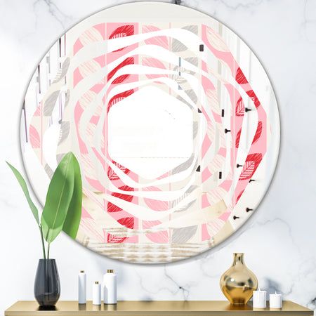 Botanical Retro Design I - Modern Round or Oval Wall Mirror - Whirl