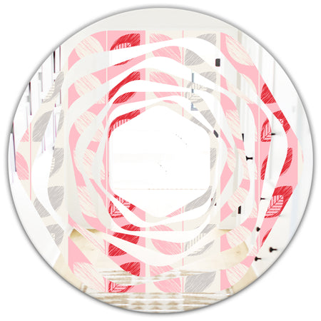 Botanical Retro Design I - Modern Round or Oval Wall Mirror - Whirl