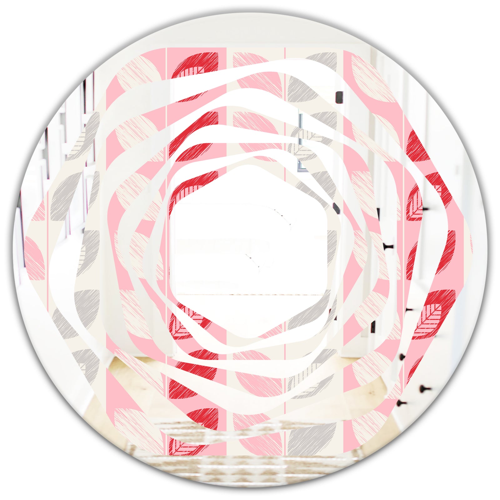 Botanical Retro Design I - Modern Round or Oval Wall Mirror - Whirl