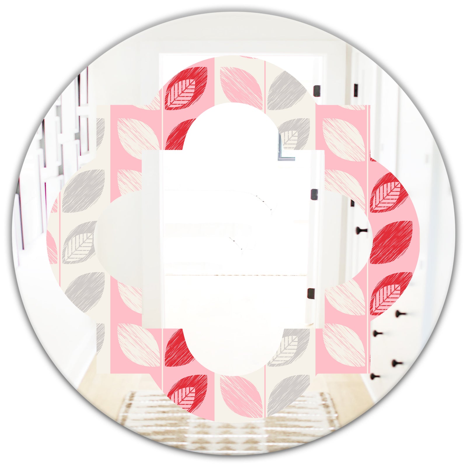 Botanical Retro Design I - Modern Round or Oval Wall Mirror - Quatrefoil