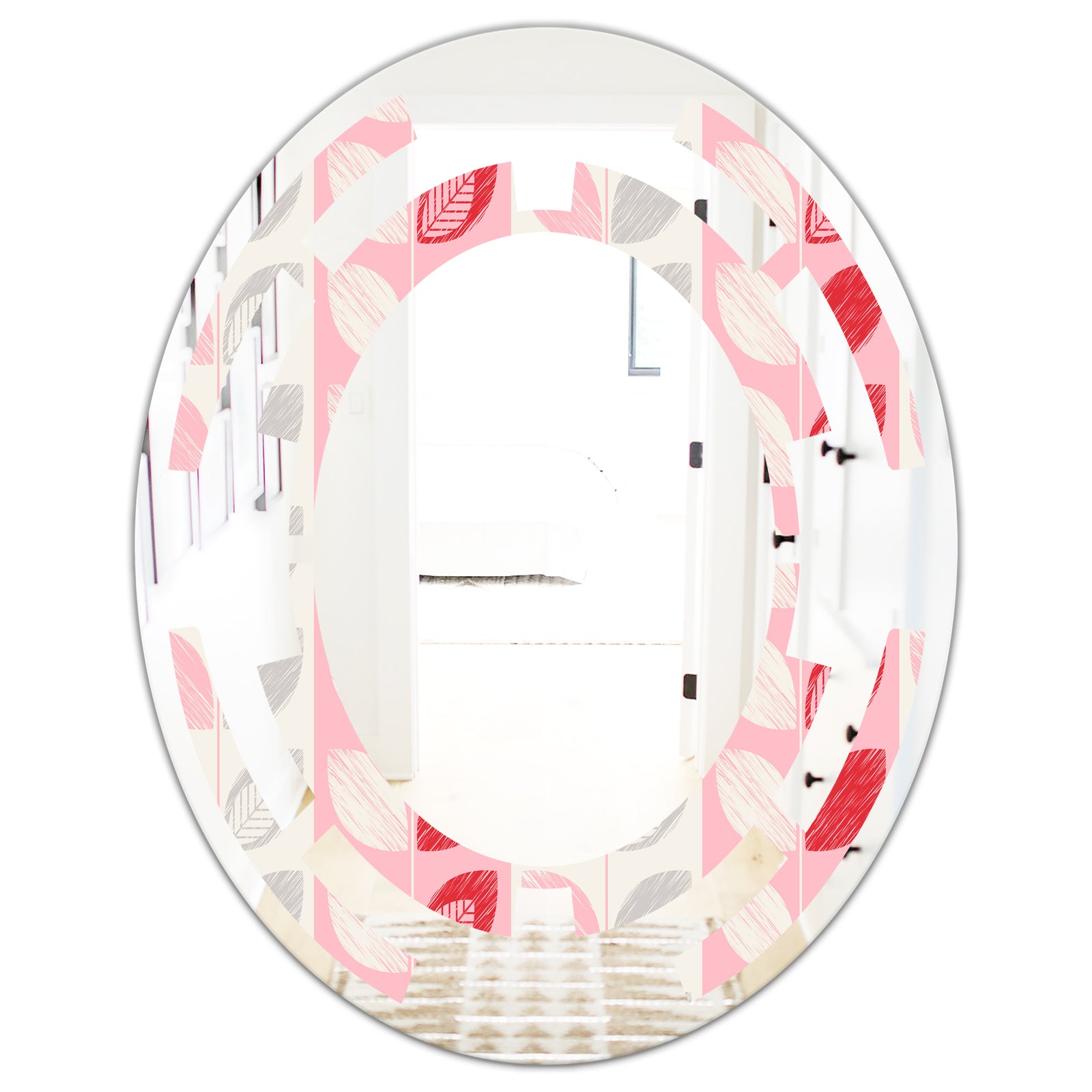 Botanical Retro Design I - Modern Round or Oval Wall Mirror - Space