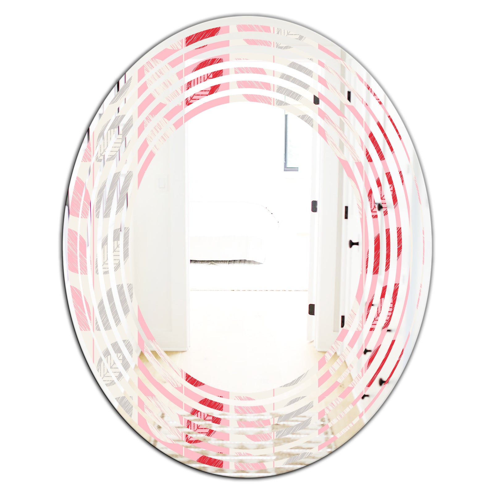 Botanical Retro Design I - Modern Round or Oval Wall Mirror - Wave