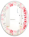 Botanical Retro Design I - Modern Round or Oval Wall Mirror - Leaves