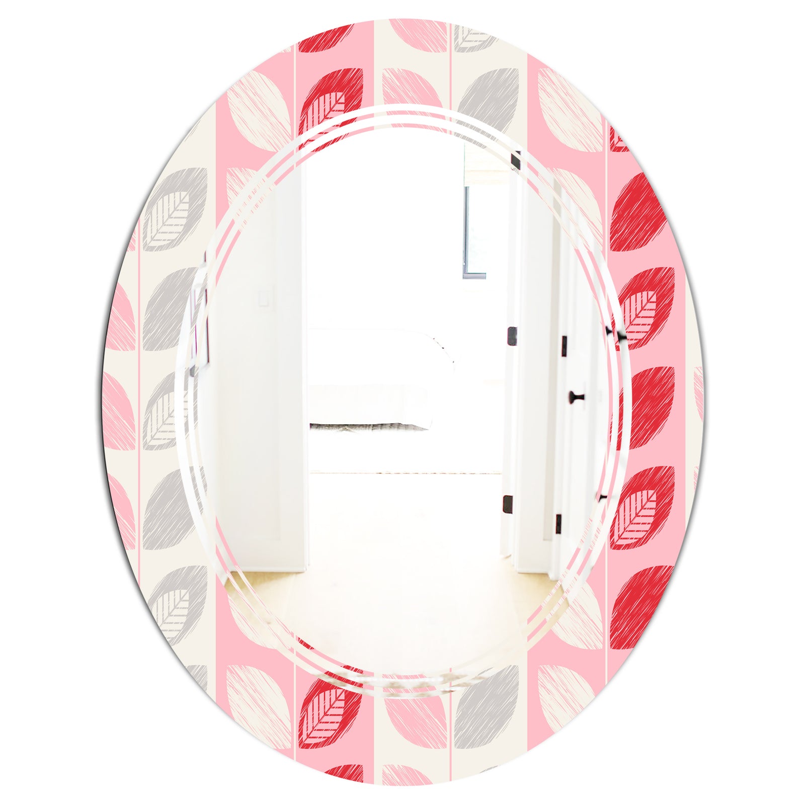 Botanical Retro Design I - Modern Round or Oval Wall Mirror - Triple C