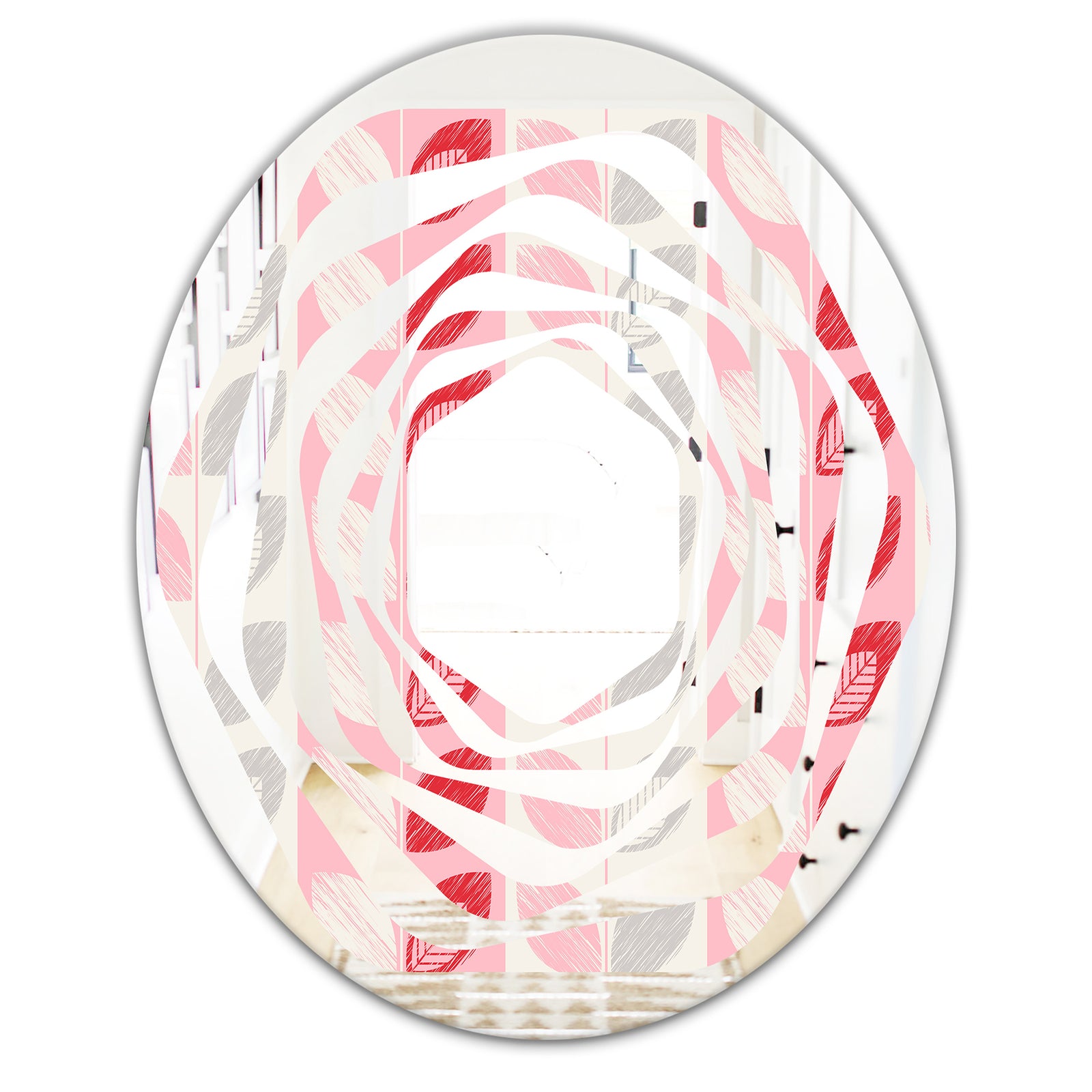Botanical Retro Design I - Modern Round or Oval Wall Mirror - Whirl
