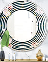 Retro Pink Flower Pattern II - Cottage Round or Oval Wall Mirror - Wave