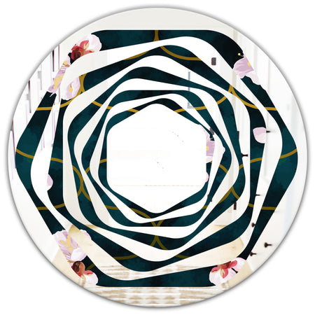Retro Pink Flower Pattern II - Cottage Round or Oval Wall Mirror - Whirl