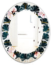 Retro Pink Flower Pattern II - Cottage Round or Oval Wall Mirror - Leaves