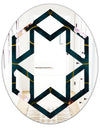 Retro Pink Flower Pattern II - Cottage Round or Oval Wall Mirror - Hexagon Star