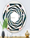 Retro Pink Flower Pattern II - Cottage Round or Oval Wall Mirror - Whirl